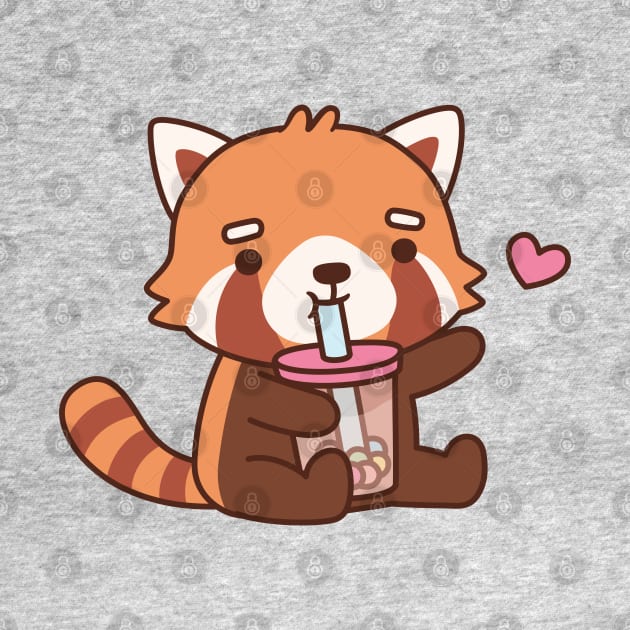 Cute Red Panda Loves Boba Tea by rustydoodle